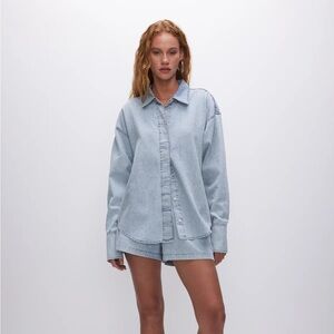 GOOD AMERICAN denim diamond shirt